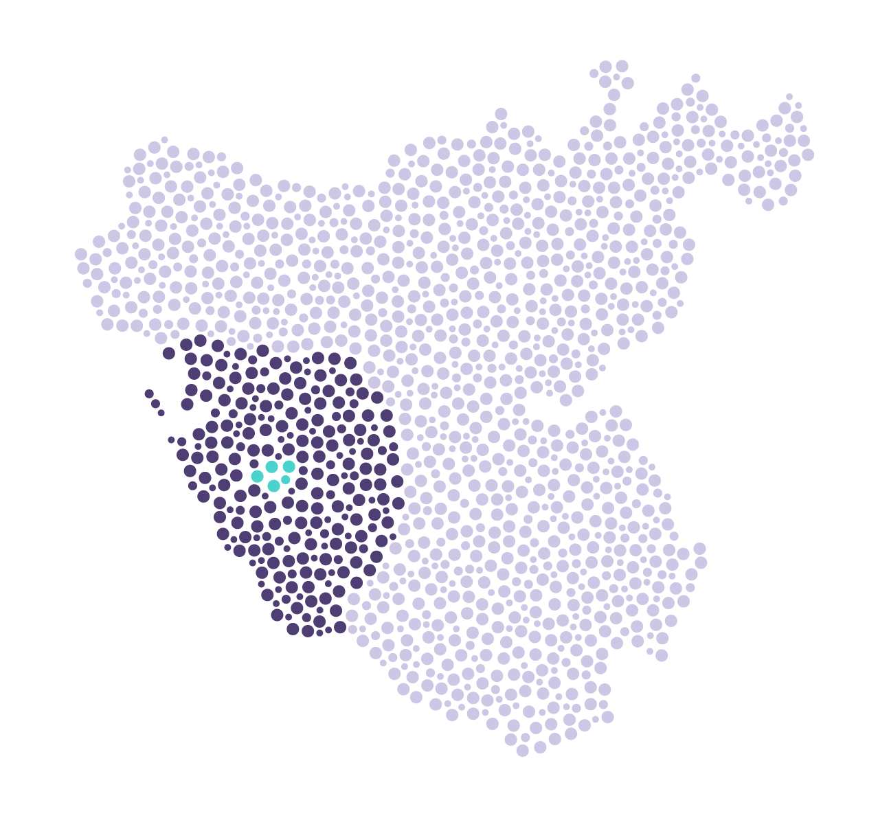 Mapa de Cádiz con Chiclana y alrededores destacados